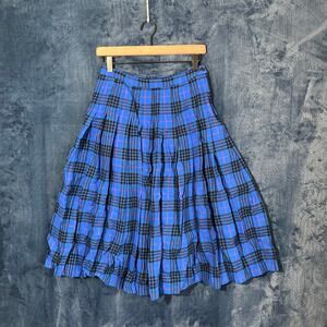 PENDLETON Vintage 90s WOOL Petite Blue Authentic Plaid Midi Skirt Womans Size 10